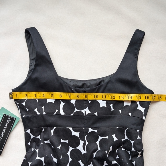 Jones Wear Dress Black White Polka Dot Cotton Blend Fit Flare Size 4 (S) NWT - Picture 9 of 14